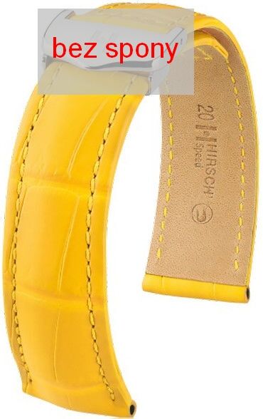 Žlutý kožený řemínek Hirsch Speed 07507472-2 (Aligátoří kůže) Hirsch Selection 22 mm (spona 18 mm)