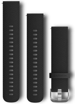 Silikonový řemínek Garmin 20mm (pro Venu, Venu Sq, Venu 2 plus aj.), černý, Quick Release, + prodloužená část
