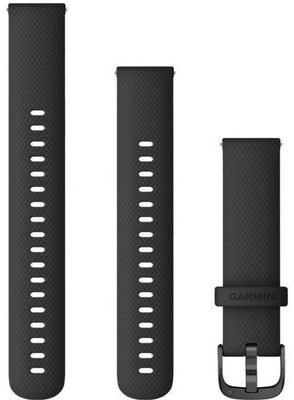 Silikonový řemínek Garmin 18 mm (pro Venu 2S, Vívoactive 4S, Vívomove 3S), černý, Quick Release, + prodloužená část