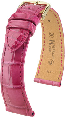 Růžový kožený řemínek Hirsch London M 04307124-1 (Aligátoří kůže) Hirsch selection