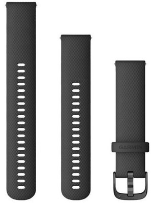Silikonový řemínek Garmin 20mm (pro Venu, Venu Sq, Venu 2 plus aj.), černý V1, Quick Release, + prodloužená část