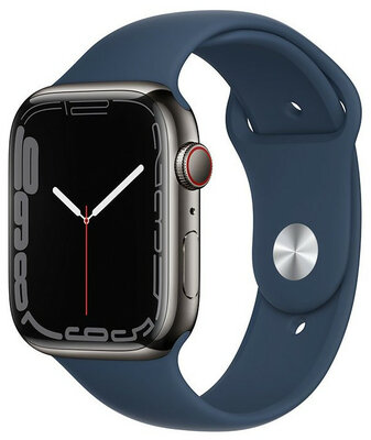 Apple Watch Series 7 GPS + Cellular, 45mm Graphite Stainless Steel Case / Abyss Blue Sport Band - Regular