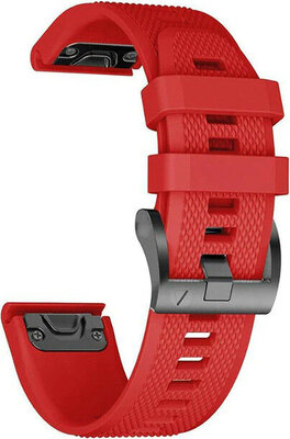 Silikonový řemínek Ricardo 22mm (pro Garmin Fenix 7/6/5, Epix 2 aj.), červený, QuickFit