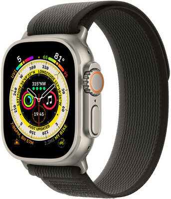 Apple Watch Ultra GPS + Cellular, 49mm Titanium Case / Black/Gray Trail Loop - M/L