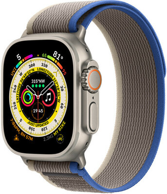 Apple Watch Ultra GPS + Cellular, 49mm Titanium Case / Blue/Gray Trail Loop - M/L