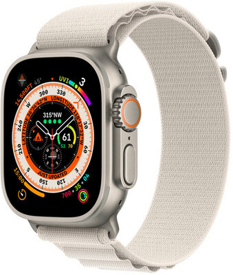 Apple Watch Ultra GPS + Cellular, 49mm Titanium Case / Starlight Alpine Loop - Medium