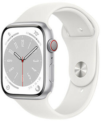 Apple Watch Series 8 GPS + Cellular 45mm Silver Aluminium Case / White Sport Band - Regular
