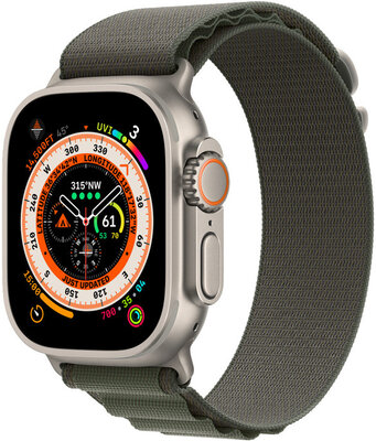 Apple Watch Ultra GPS + Cellular, 49mm Titanium Case / Green Alpine Loop - Large