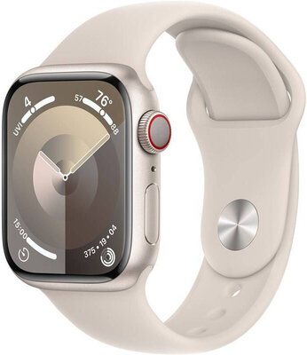 Apple Watch Series 9 GPS + Cellular 41mm Starlight Aluminium Case / Starlight Sport Band - M/L