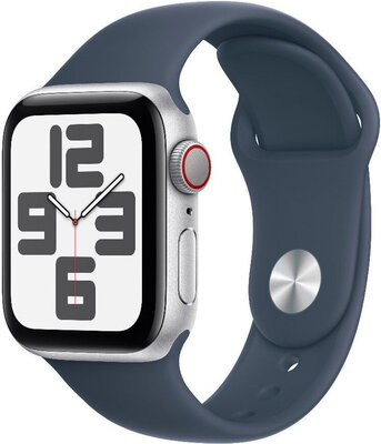 Apple Watch SE GPS + Cellular 40mm Silver Aluminium Case / Storm Blue Sport Band-S/M