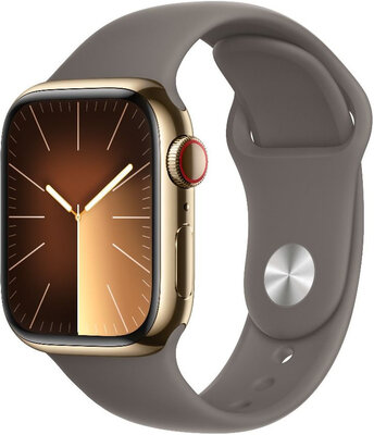 Apple Watch Series 9 GPS + Cellular 41mm Gold Stainless Steel Case / Clay Sport Band - M/L