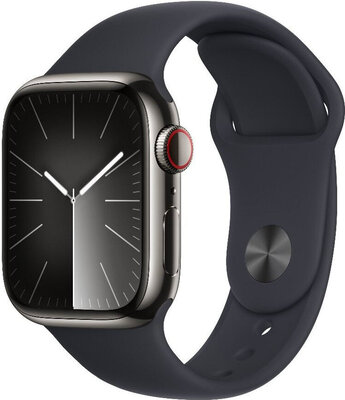 Apple Watch Series 9 GPS + Cellular 41mm Graphite Stainless Steel Case / Midnight Sport Band - M/L