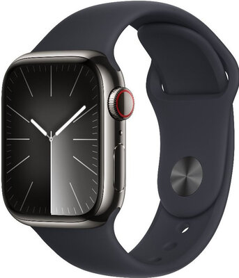 Apple Watch Series 9 GPS + Cellular 45mm Graphite Stainless Steel Case / Midnight Sport Band - S/M