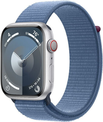 Apple Watch Series 9 GPS + Cellular 45mm Silver Aluminium Case / Winter Blue Sport Loop