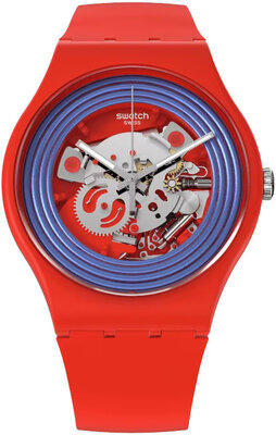 Swatch Blue Rings Red SO29R103