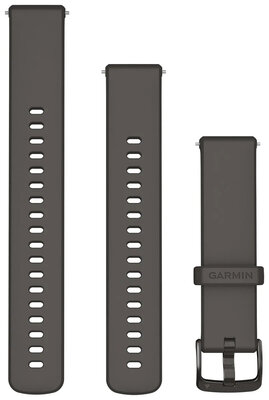 Silikonový řemínek Garmin 18mm (pro Venu 2S, Vívoactive 4S, Vívomove 3S aj.), šedý V2, Quick Release, + prodloužená část