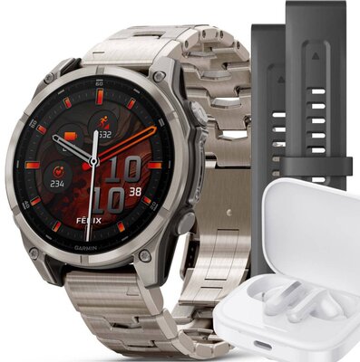 Garmin Fenix 8 AMOLED 47 mm, Exclusive Titanium Graphite Titanium Band (Premium) (+ náhradní řemínek)