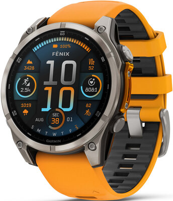 Garmin Fenix 8 AMOLED 47 mm, Sapphire Titanium Graphite Spark Orange Band (rozbalené)